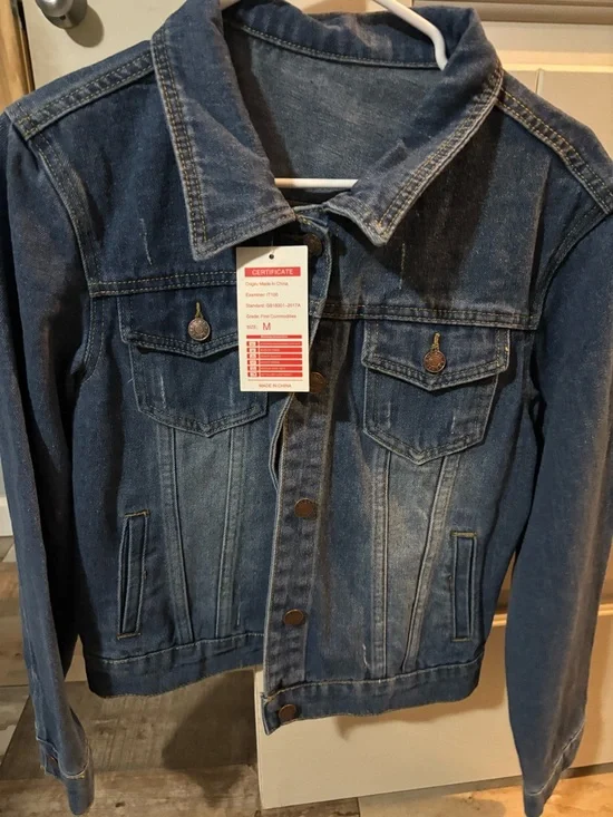 Classic Dark Blue Denim Jacket - Women - Picture 2 of 3